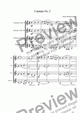 page one of Cantata No 2 (Clarinet Quartet)