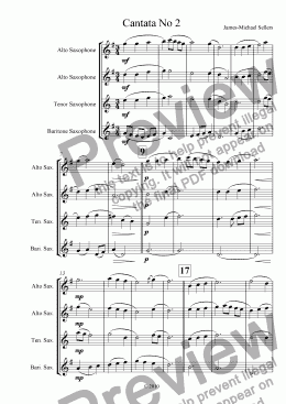 page one of Cantata No 2 (Saxophone Quartet)
