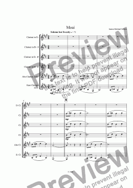 page one of Moai (for Clarinet Choir)