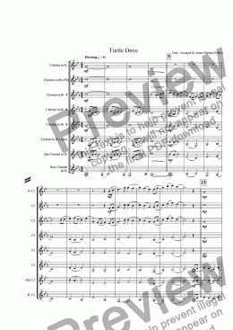 page one of Turtle Dove (for Clarinet Choir)
