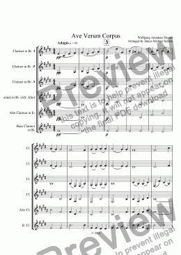 page one of Ave Verum Corpus (Clarinet Choir)