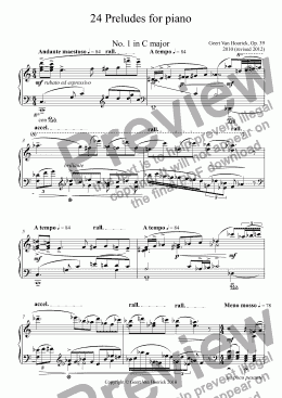page one of 24 Preludes for piano, Op. 39 - Prelude No. 1 in C major