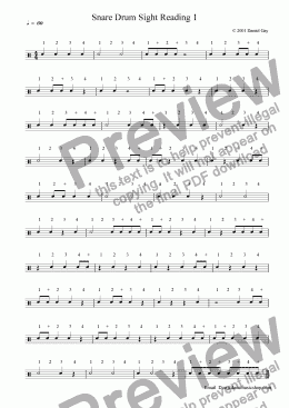 page one of Snare Drum Sight Reading 1 (WC)
