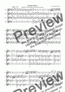 page one of Mozart Suite for flutes I Burleske