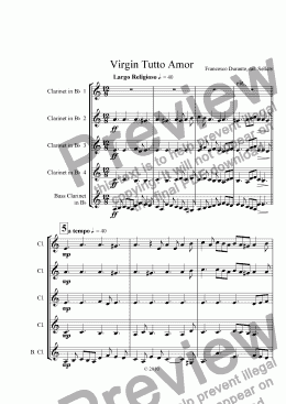 page one of Virgin Tutto Amor (Clarinet Quintet)
