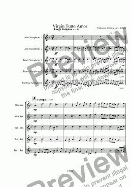 page one of Virgin Tutto Amor (Saxophone Quintet)