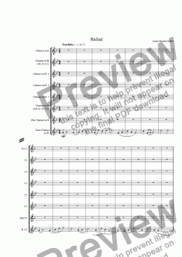 page one of Ballad (for solo Bass Clarinet and Clarinet Choir)