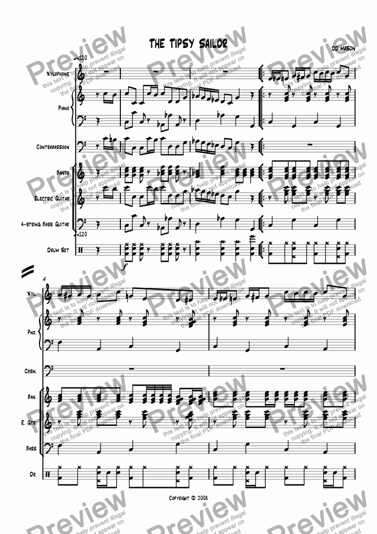 page one of The Tipsy Sailor, Xylophone solo with accompaniment