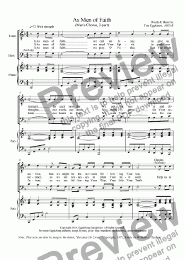 page one of As Men of Faith, Hymn, Men, 2-part