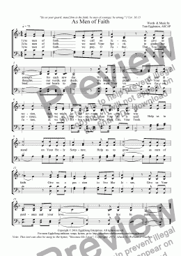 page one of As Men of Faith, Hymn, SATB