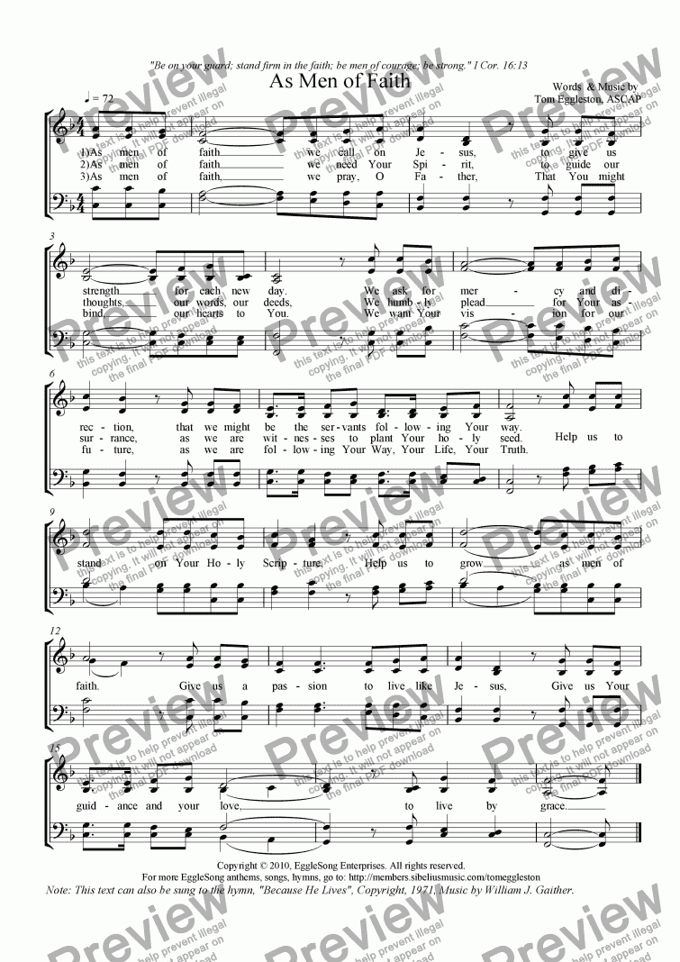 page one of As Men of Faith, Hymn, SATB