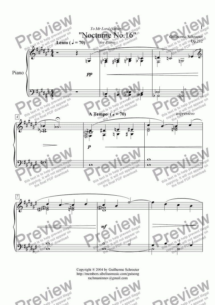 page one of Op.212 - Nocturne no.16 (F# Major)