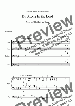 page one of Be Strong In the Lord  (Male Choir & Organ)