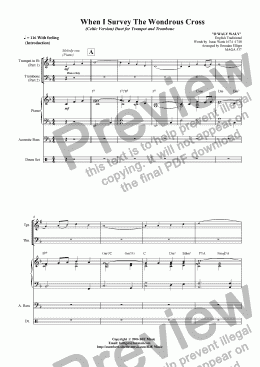 page one of When I Survey The Wondrous Cross (Celtic Version) - Duet for Trumpet and Trombone