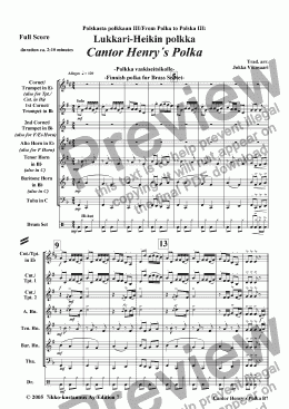 page one of Cantor Henry´s Polka (Brass Septet)