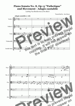 page one of Piano Sonata No. 8 "Pathetique" 2nd Movement Adagio cantabile