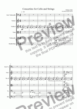page one of Concertino for Cello and Strings