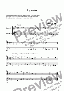 page one of Rigaudon - Henry Purcell