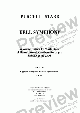 page one of PURCELL - STARR; 'Bell Symphony' (anthem by Henry Purcell arranged for orchestra by Mark Starr)