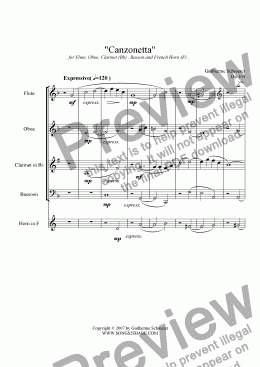 page one of Op.163 - Canzonetta for Woodwind Quintet (F Major)