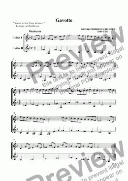 page one of Gavotte - Georg Friedrich Handel
