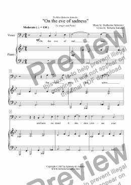 page one of Pop song - On the Eve of Sadness (Jazz version)