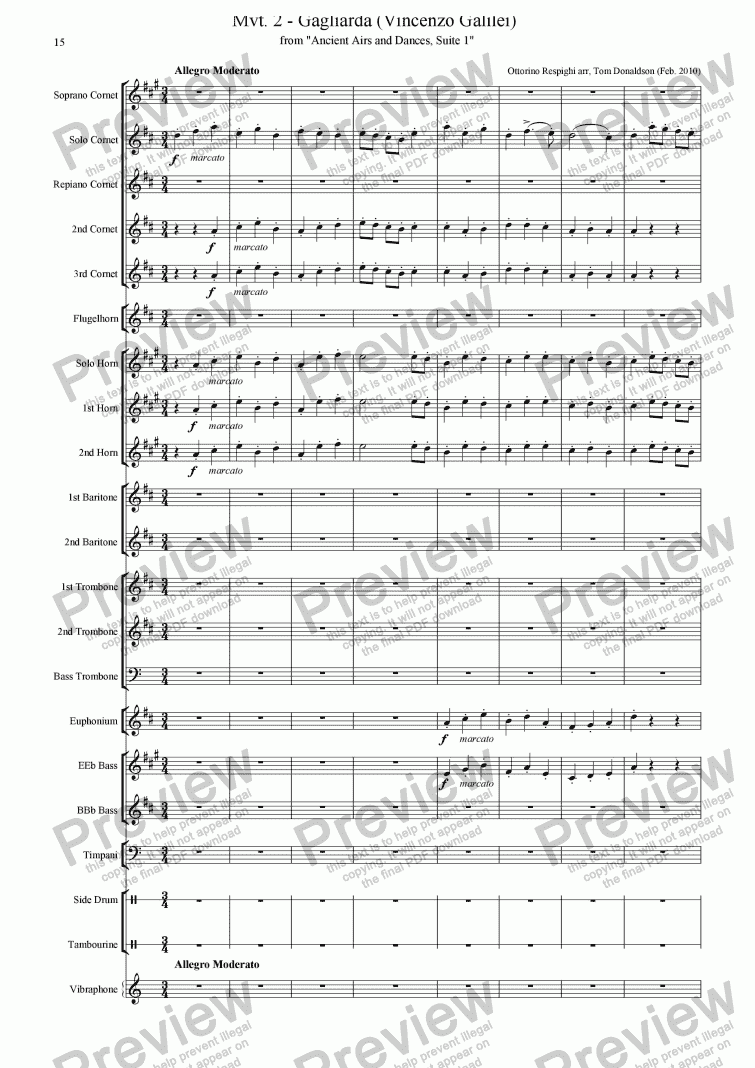 page one of BRASS BAND - Mvt. II - Ancient Airs and Dances
