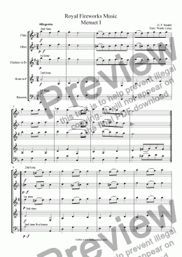 page one of Handel - Royal Fireworks Music Menuets I & II