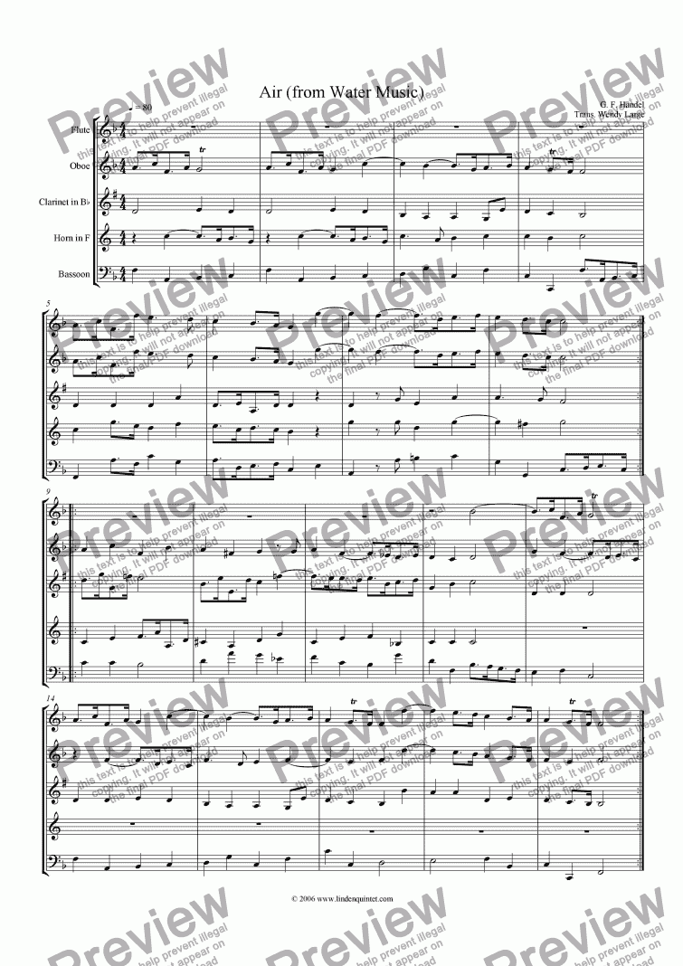 page one of Handel - Water Music Air