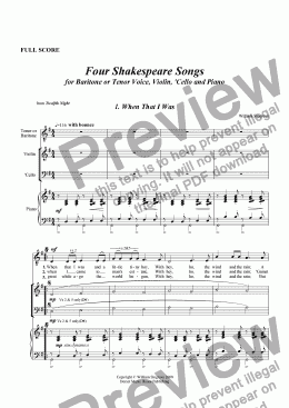 page one of Four Shakespeare Songs
