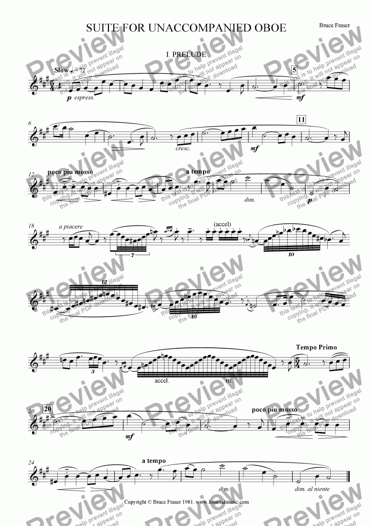 page one of SUITE FOR UNACCOMPANIED OBOE