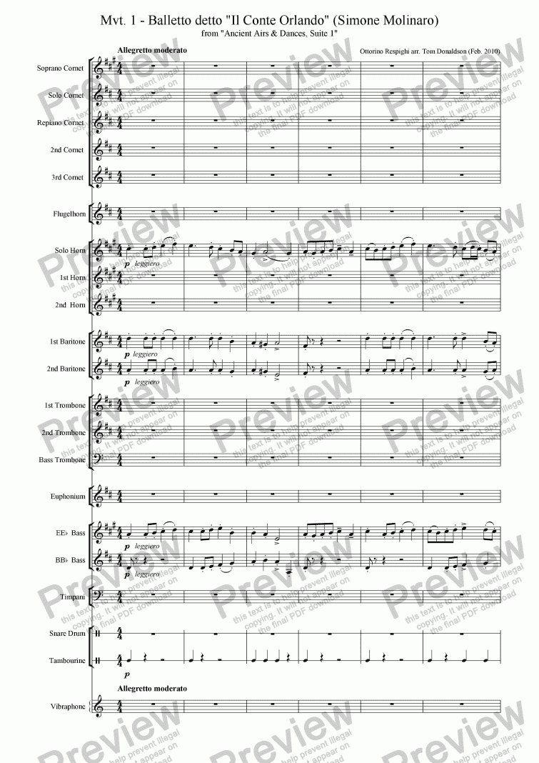page one of BRASS BAND - Mvt. I - Ancient Airs and Dances