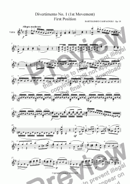 page one of Divertimento No. 1 - 1st Movement - Allegro Moderato Op. 18