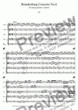 page one of Brandenburg Concerto No.6 - 3. Allegro