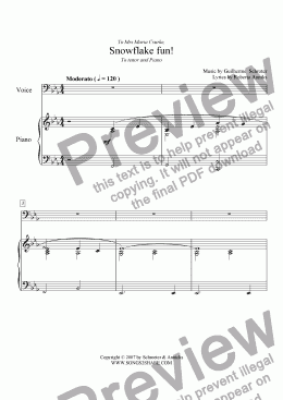 page one of Pop song - Snowflake Fun