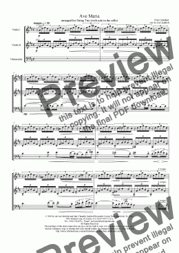 page one of Ave Maria (Two Violins and Cello w/solo in cello) D-High