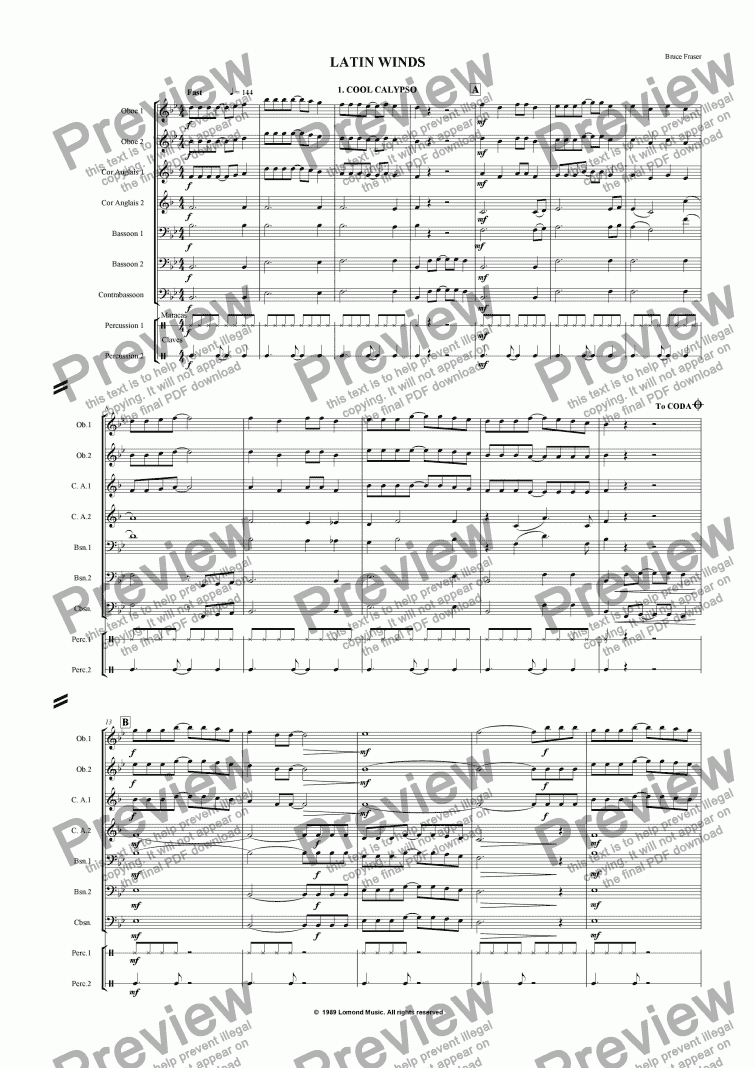 page one of DOUBLE REED LATIN WINDS