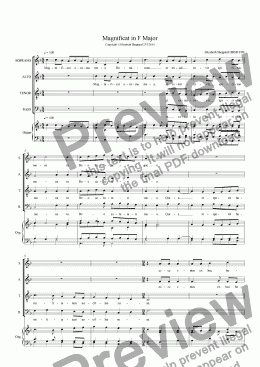 page one of Magnificat in F Major (My Soul doth Glorify the Lord)