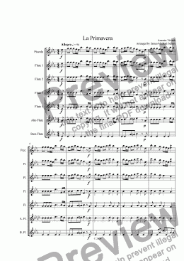 page one of La Primavera (for Flute Choir)