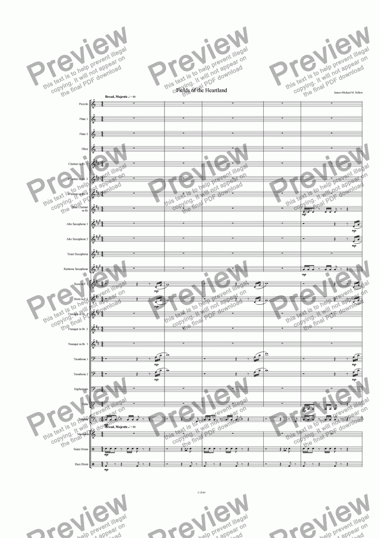 page one of Fields of the Heartland (for Concert Band)