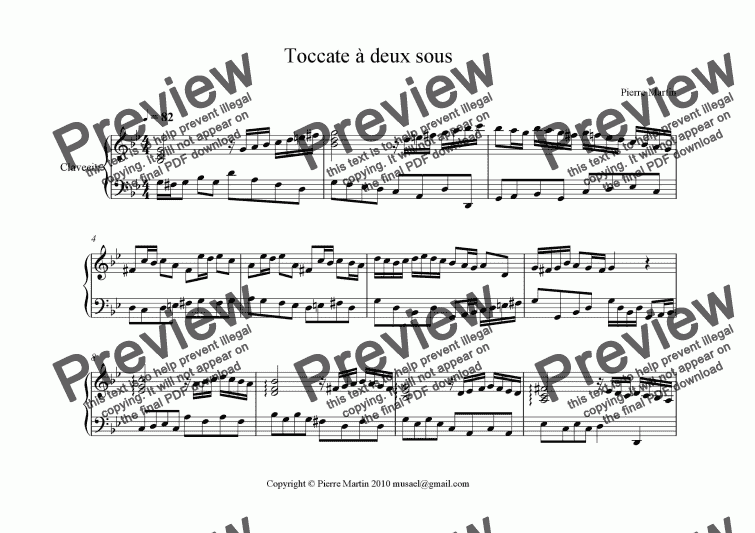page one of Two cents toccata (harpsichord)