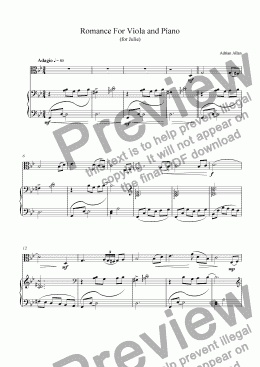 page one of Romance for Viola and Piano