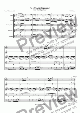 page one of Mozart - Magic Flute No. 20 Papageno