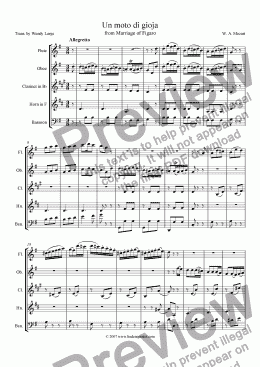 page one of Mozart - Marriage of Figaro Un moto di gioga