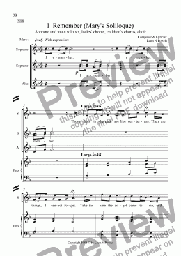 page one of Cantata - I Remember  #08  Mary’s Soliloque