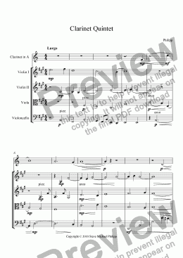 page one of Clarinet Quintet First Movement