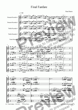 page one of Final Fanfare [Recorder 5tet version]