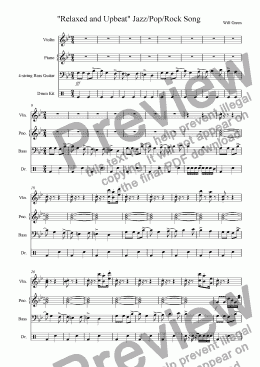 page one of "Relaxed and Happy" Jazz/Pop/Rock Song for Guitar, Strings, Piano and Drums