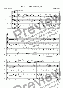page one of Brahms - Es ist ein' Ros' entsprungen