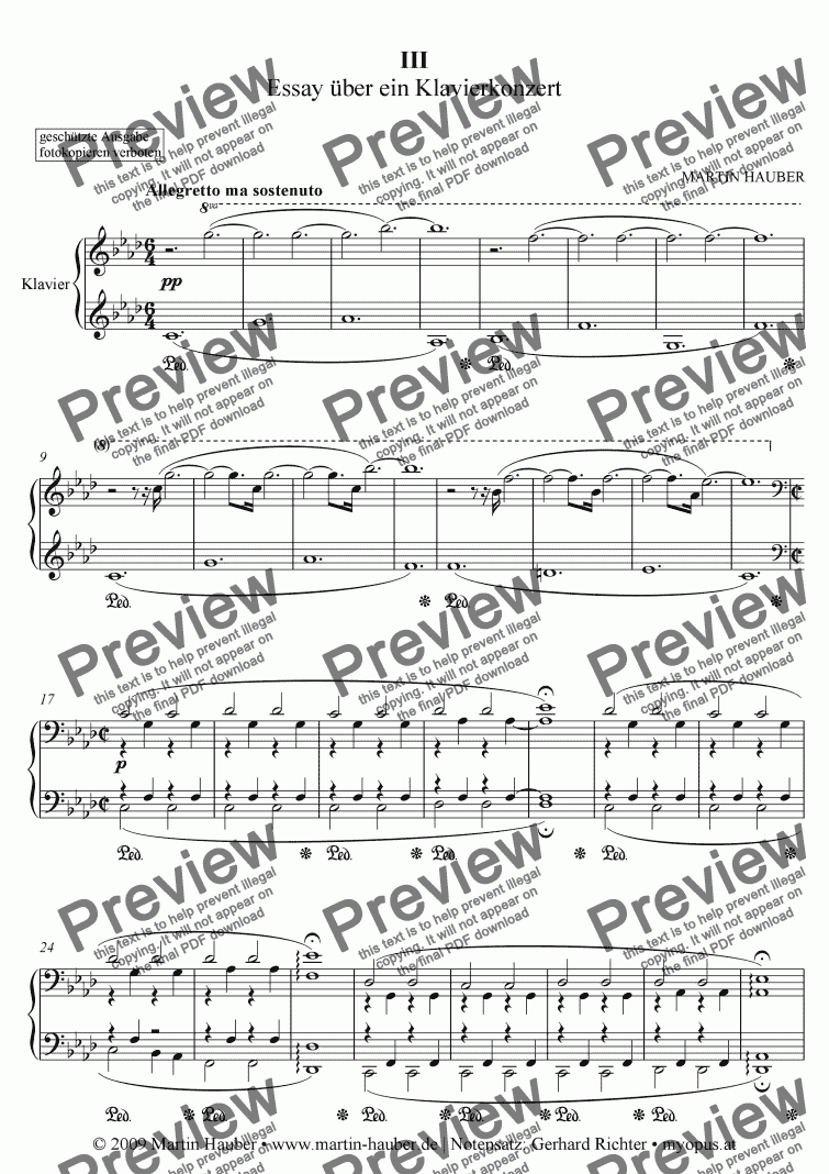 page one of Essay on a Piano Concert (Essay über ein Klavierkonzert)